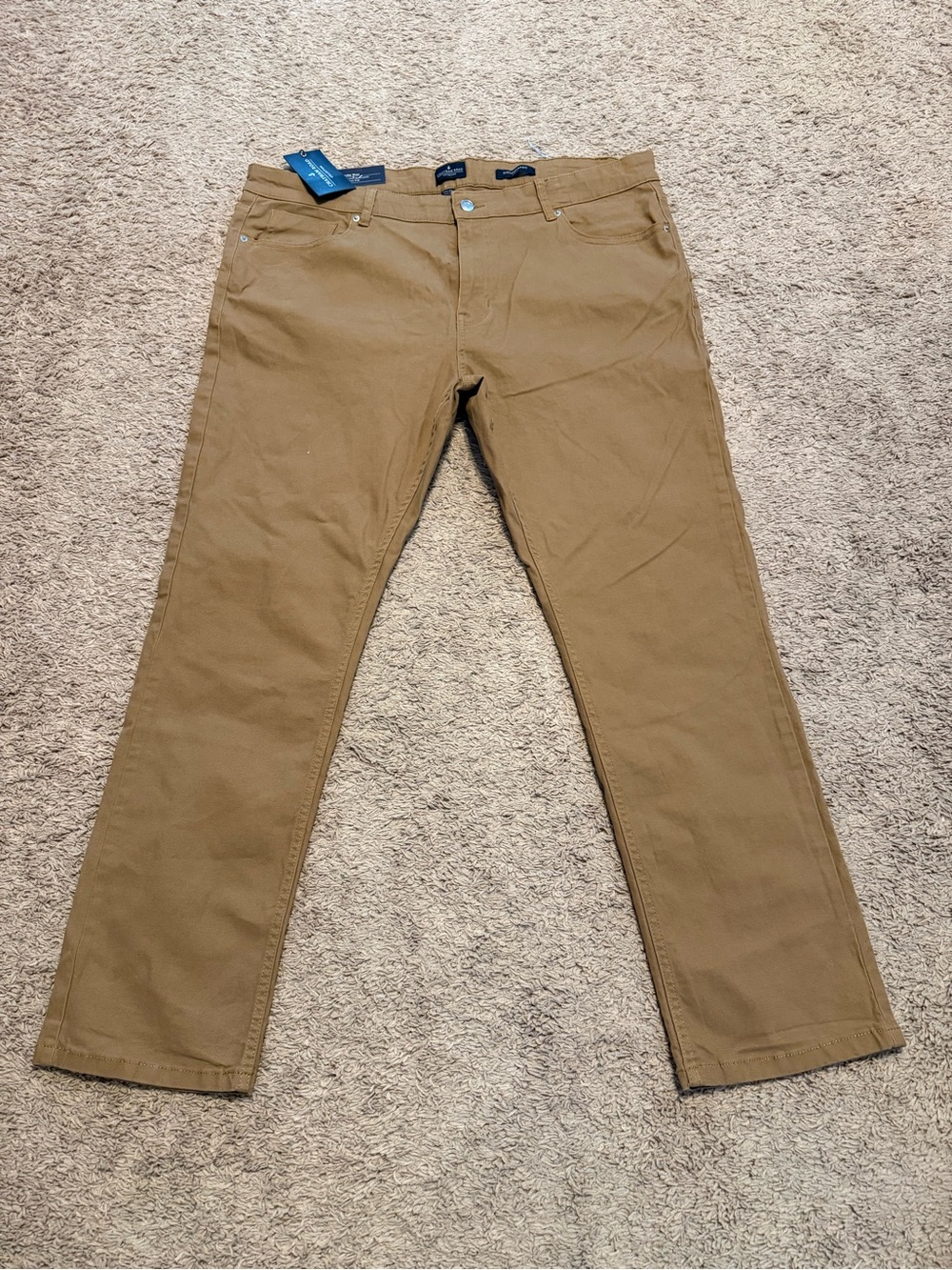 Men's Slim Straight Chinos in Khaki by Chatham Road Collection